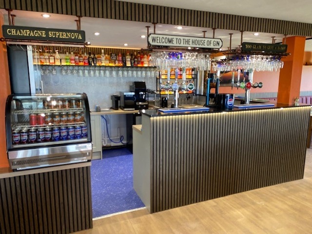 The bar and gin counter at The Haybale